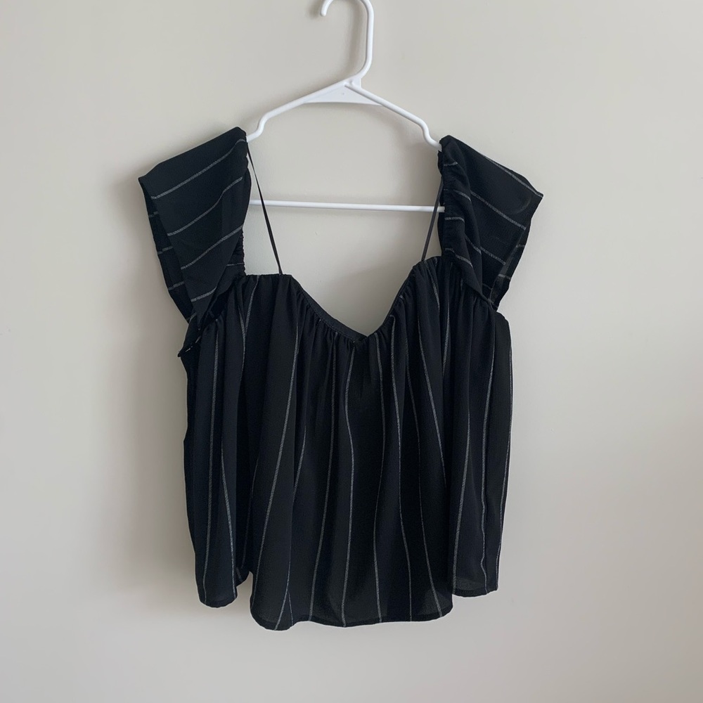 Black striped off the shoulder top